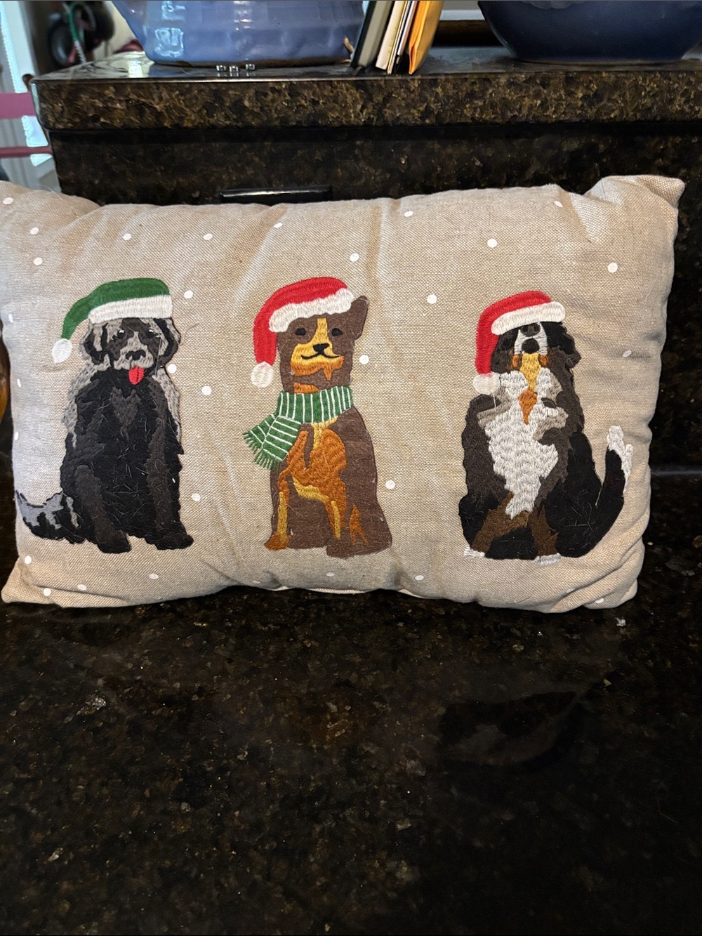 Holiday Dog Trio Decorative Pillow